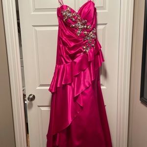 Hot pink jeweled party or prom dress. Size 10
